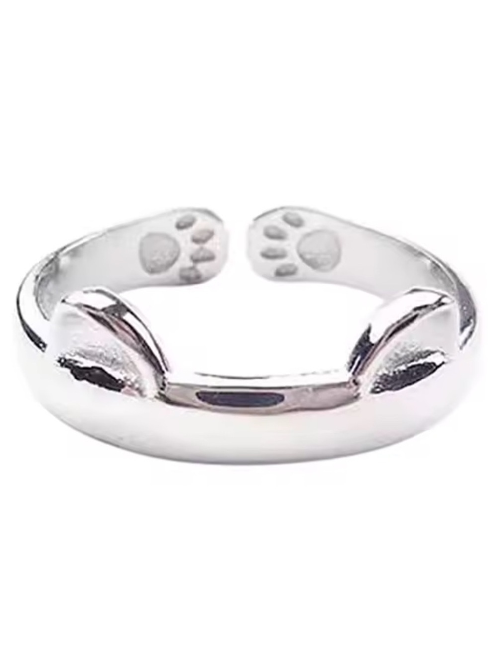 Sterling Silver Cute Cat Ears and Paws Ring NEW